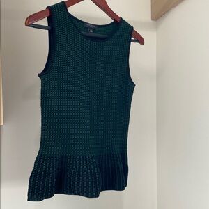 Ann Taylor Green Ribbed Peplum Tank Top